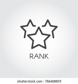 Rank star linear icon. Rating or achievements sign. Graphic web label in line style for mobile apps, websites, games, social media. Interface win status symbol. Vector illustration