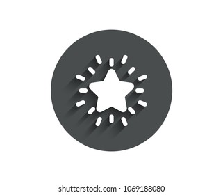 Rank star simple icon. Success reward symbol. Best result sign. Circle flat button with shadow. Vector