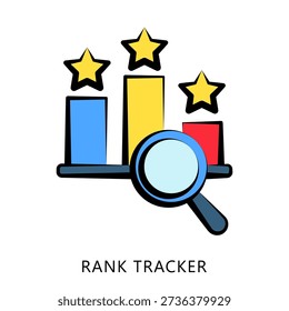 Rank Tracker Outline Color Hand Drawn Icon. Mini Illustration For Modern Concept, Ui, Ux Web And App Development. Related To Seo And Online Marketing.
