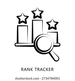 Rank Tracker Outline Hand Drawn Icon. Mini Illustration For Modern Concept, Ui, Ux Web And App Development. Related To Seo And Online Marketing.