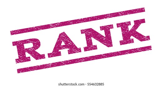 Rank watermark stamp. Text caption between parallel lines with grunge design style. Rubber seal stamp with dirty texture. Vector purple color ink imprint on a white background.