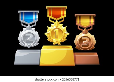 Ranked podium medals are silver, bronze and gold for the game.