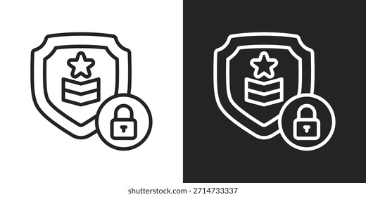 Ranked Security Icon In Black And White Line Style