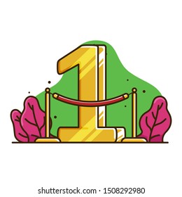 ranking 1 illustration, 1 Gold vector, flat illustration ranked 1 for web and apps