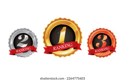 Ranking 1st 2nd 3rd gold silver copper icon vector illustration