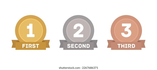 Ranking 1st 2nd 3rd gold silver copper icon vector illustration