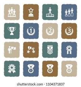 Ranking And Achievement Icons. Grunge Color Flat Design. Vector Illustration. 