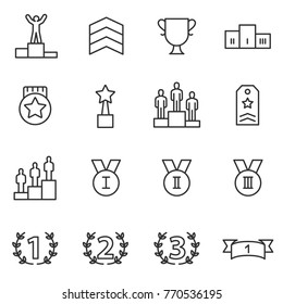 Ranking and achievement icons set. Line with Editable stroke