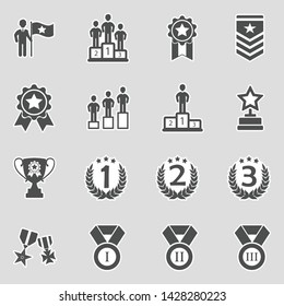 Ranking And Achievement Icons. Sticker Design. Vector Illustration.