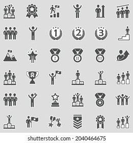 Ranking And Achievement Icons. Sticker Design. Vector Illustration.