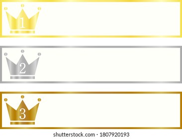 Ranking con coronas de oro, plata y bronce. Ilustración vectorial.