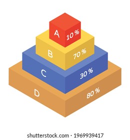 A ranking chart in modern isometric icon