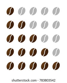 ranking of coffe beans from one to five vector isolated on white background
