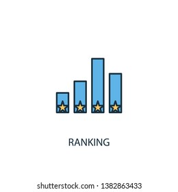 Ranking concept 2 colored line icon. Simple yellow and blue element illustration. Ranking concept outline symbol design