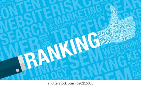Ranking concept with thumbs up, vector illustration