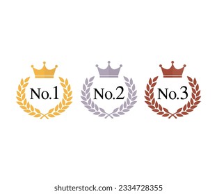 Ranking Crown Lorrel Logo Design. Premium-Qualität, Prämientitel mit Lorbeertönen, Vektordesign und Illustration.

