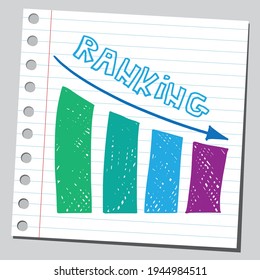 Ranking decrease graphic. Sketch style illustration.