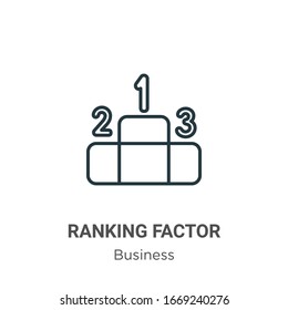 Icono de vector de contorno de factor de clasificación. Icono de factor de clasificación en negro en línea delgada, ilustración de elemento simple vector plano a partir del concepto de negocio editable trazo aislado en fondo blanco