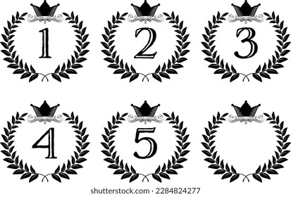 Ranking frames with laurel and crown ornamental lines 1-5, blank
