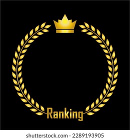 Ranking gold laurel wreath. The winner of the competition. Medal or award template. Vector