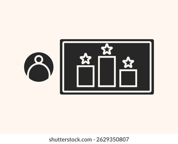 ranking icon with ascending bars or podium steps. Perfect for leaderboard, performance, competition, and achievement themes. Scalable vector design.