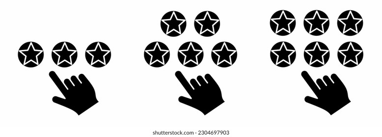 Ranking icon. Hand and star icon illustration set. Stock vector illustration.