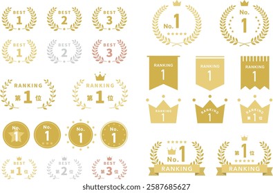 Ranking Icon Illustration Material Set laurel crown 