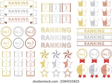 Ranking Icon Illustration Set Crown 02