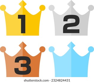 Ranking icon of number and crown