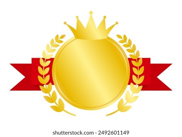 Ranking icon with a ribbon (round shape), vector illustration