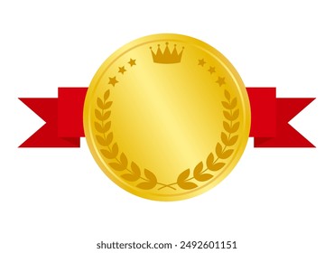 Ranking icon with a ribbon (round shape), vector illustration