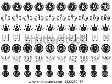 Ranking icon set from 1 to 10