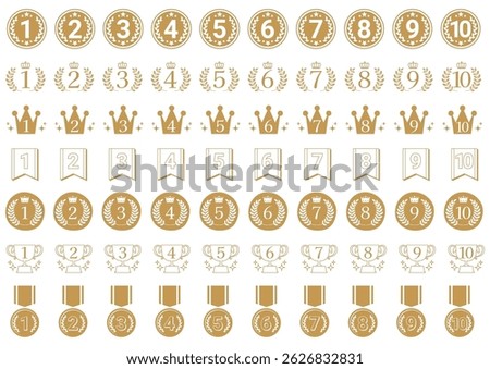 Ranking icon set from 1 to 10
