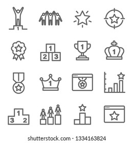 Ranking Icon Set. Contains such Icons as Crown, Success, Winner and more. Expanded Stroke