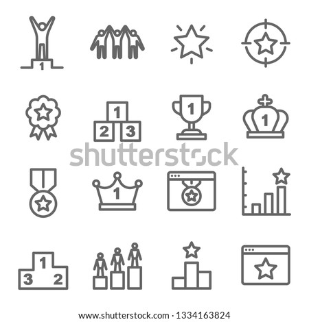 Ranking Icon Set. Contains such Icons as Crown, Success, Winner and more. Expanded Stroke