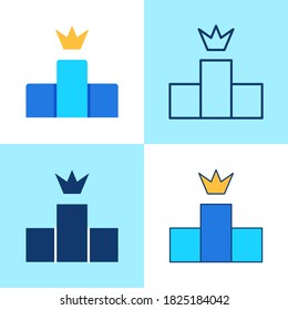 Ranking icon set in flat and line style. Vector illustration.