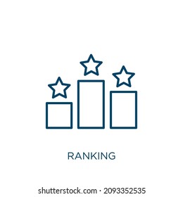ranking icon. Thin linear ranking outline icon isolated on white background. Line vector ranking sign, symbol for web and mobile