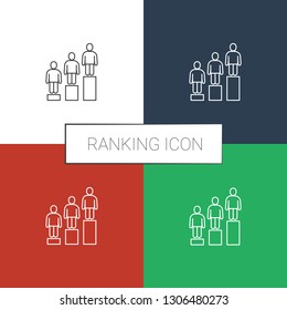 ranking icon white background. Editable line ranking icon from company. Trendy ranking icon for web and mobile.