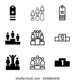 Ranking icons. set of 9 editable filled and outline ranking icons such as ranking