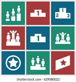 Ranking icons set. set of 9 ranking filled icons such as ranking