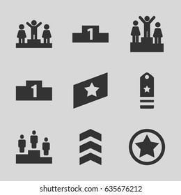 Ranking icons set. set of 9 ranking filled icons such as ranking
