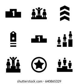 Ranking icons set. set of 9 ranking filled icons such as ranking