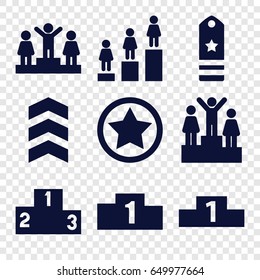 Ranking icons set. set of 9 ranking filled icons such as ranking