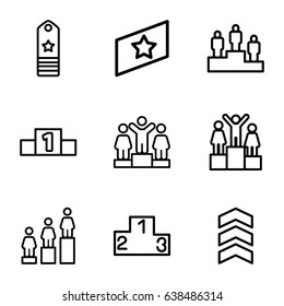 Juego de iconos de clasificación. conjunto de 9 iconos de esquema de clasificación, como la clasificación