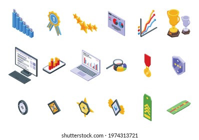 Ranking icons set. Isometric set of ranking vector icons for web design isolated on white background