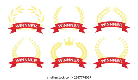 Ranking Laurel with red ribbon banners.Awards winner.Vector
