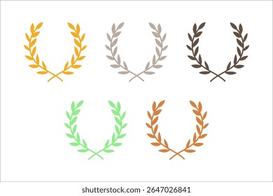Ranking lease title icon. Award Winning Laurel Wreaths Set. Symbol of Achievement, Rank, and Success.