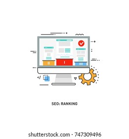 Ranking. Line design modern vector illustration concept of website analytics information tools. Search Engine Optimization. SEO. Vector illustration.