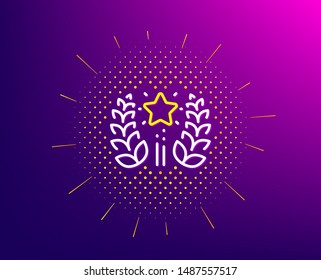 Ranking line icon. Halftone pattern. Laurel wreath star star sign. Best rank symbol. Gradient background. Ranking line icon. Yellow halftone pattern. Vector