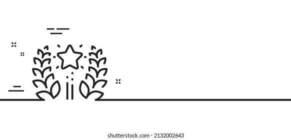 Ranking line icon. Laurel wreath star star sign. Best rank symbol. Minimal line illustration background. Ranking line icon pattern banner. White web template concept. Vector
